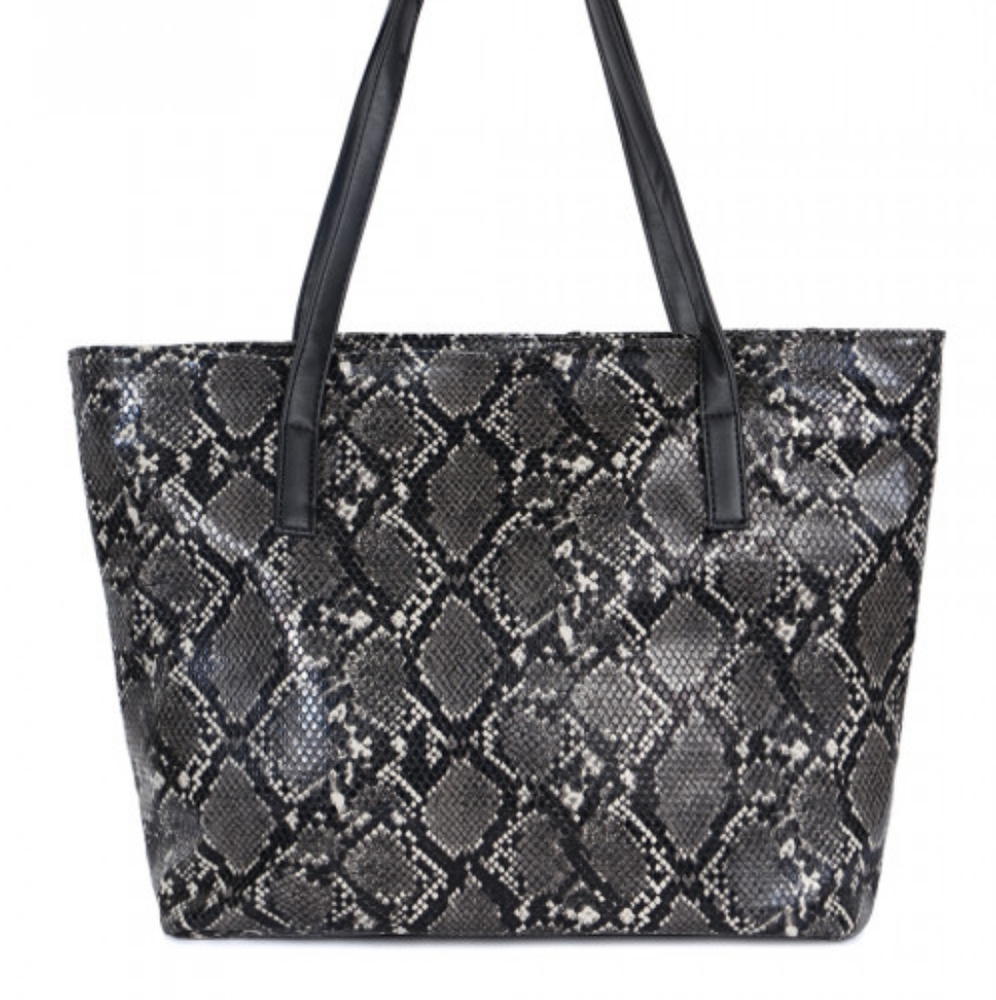 Snake skin black tote